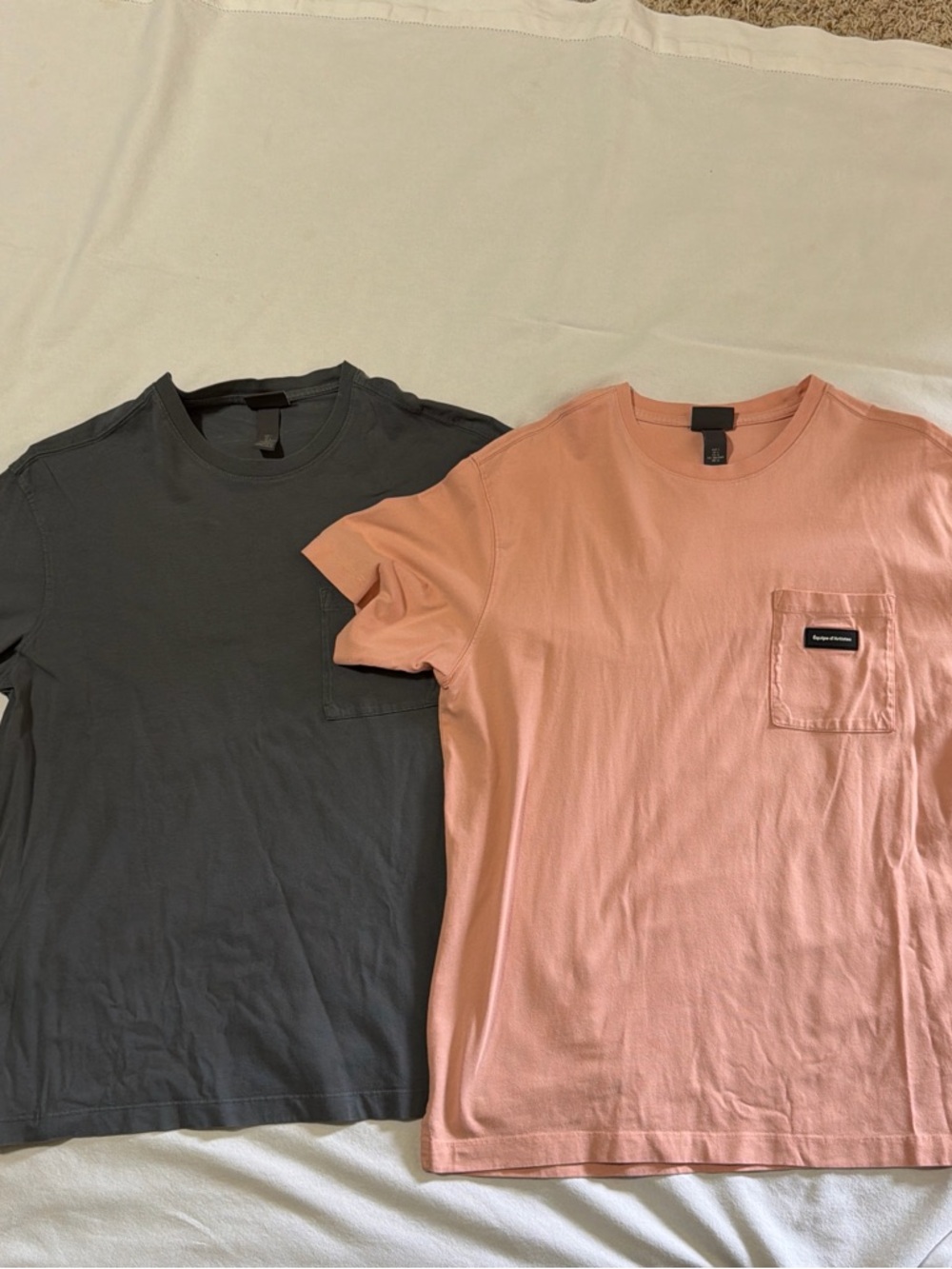 H/M Men's Pocket T-Shirt - Peach Pink by Unknown Brand